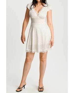 Popilush Plunge Resort Fit & Flare Shapewear Built - White