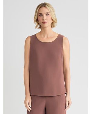 Misook Classic Crepe De Chine Tank Top - Brown