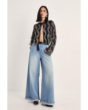 Nasty Gal Loop Tassel Embellished Jacket - Blue