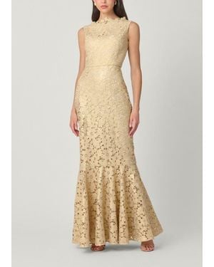 Shoshanna Midnight Reese Foil Lace Dress - Natural