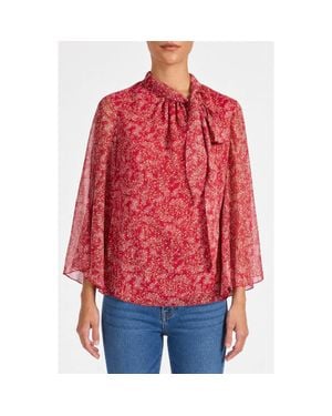 Santorelli Lena Tie Neck Blouse - Red