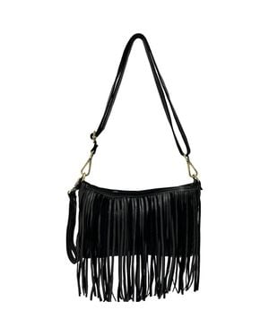 Bolsa Nova Fringe Crossbody - Black