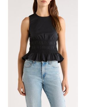 STAUD Culver Smocked Sleeveless Top - Blue