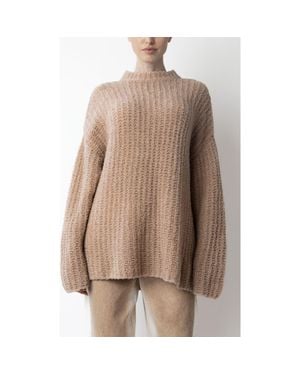 LAPOINTE Plush Boucle Oversized Crew Neck - Brown