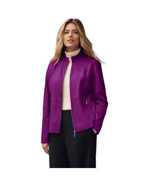 Jessica London Zip Front Leather Jacket - Purple