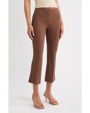 Open Edit Kick Flare Stretch Twill Pants - Brown