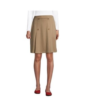 Lands' End School Uniform Ponte Button Front Skort - Natural
