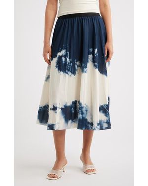 NIKKI LUND Robbie Print Midi Skirt - Blue