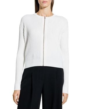 Theory Pointelle Rib Zip Cardigan - White