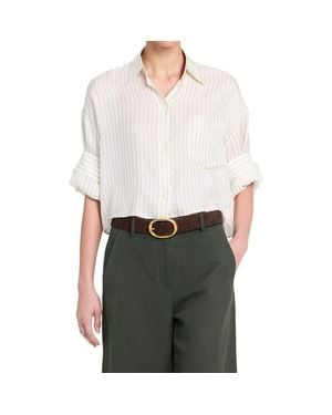 Twp Next Ex Striped Viscose & Silk Shirt - White