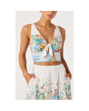 Astr Wendy Print Crop Top - Blue