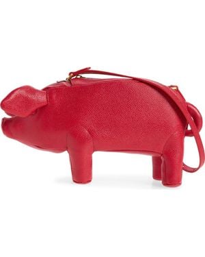 Thom Browne Baby Pig Pebbled Leather Shoulder Bag - Red