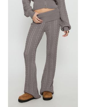 Princess Polly Baleigh Cable Stitch Foldover Pants - Gray