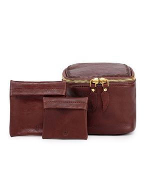 Old Trend Celosia Genuine Leather Cube Jewelry Case - Red