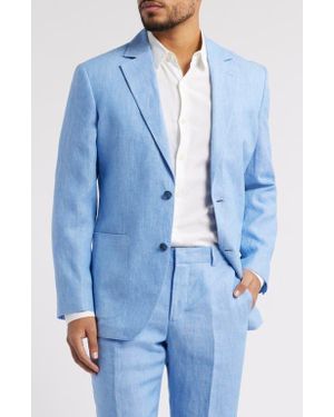 Nordstrom Henrik Trim Fit Solid Italian Linen Suit Separate Jacket - Blue