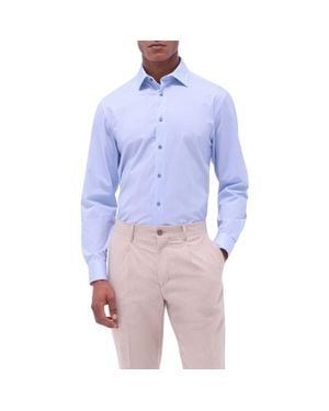 Bugatchi James Ooohcotton Honeycomb Print Button-Up Shirt - Blue