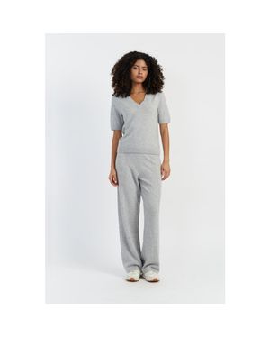 Chinti & Parker Wool Cashmere Wide Leg Track Pants - White