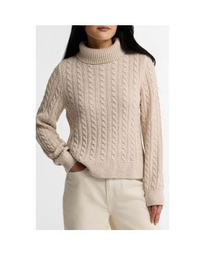 Barbour Ambleside Cable Knit Turtleneck Sweater - Gray