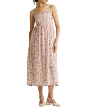 REISTOR Strappy Gathered Midi Dress Remixed Florals - Multicolor