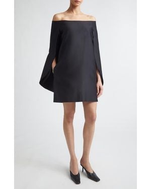 GIA STUDIOS Dove Wool & Silk Off The Shoulder Dress - Black