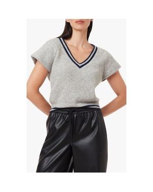 Habitual Ribbed Short Sleeve Sweater - Gray