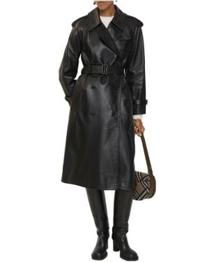 Burberry Long Leather Castleford Trench Coat - Black
