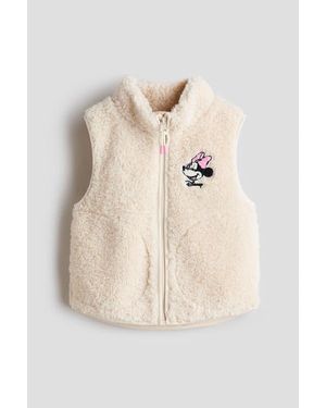 H&M Motif-Detail Teddy Gilet - Natural