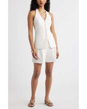 Open Edit Linen Halter Vest - White