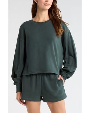 Zella Go Easy French Terry Crewneck Sweatshirt - Green