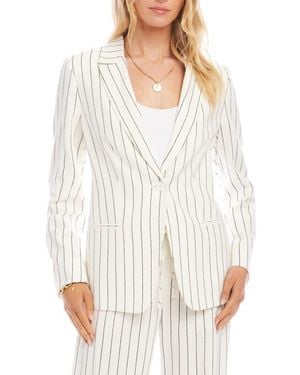 Karen Kane Stripe Linen Blend Blazer - White
