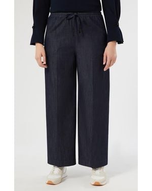 Marina Rinaldi Voyage Collection Wide Leg Drawstring Jeans - Blue