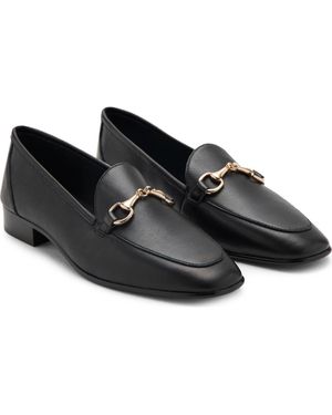 Mango Buckle Leather Loafer - Black