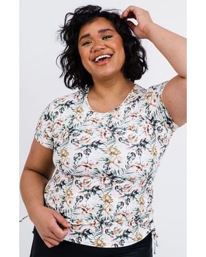 Calypsa Plus Size Short Sleeve Adele Swim Top - White