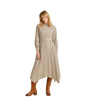 Brakeburn Forrest Long Sleeve Shirt Midi Dress - Natural