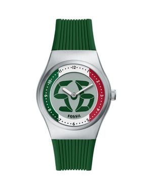 Fossil World Flags Big Tic Anadigi Silicone Strap Watch, 40Mm - Green