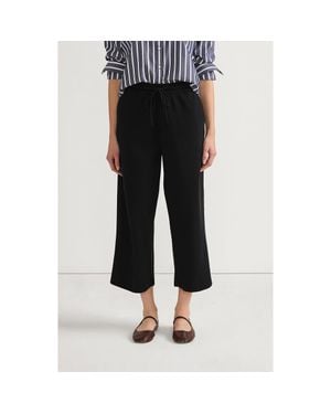 Lands' End Sport Knit Pull On Drawstring Wide Leg Crop Pants - Black