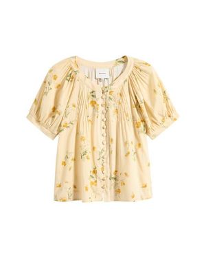 Reformation Calia Floral Cotton Blend Top - Metallic
