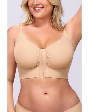 Shapellx Back Smoothing Wireless Front Closure Bra - Natural