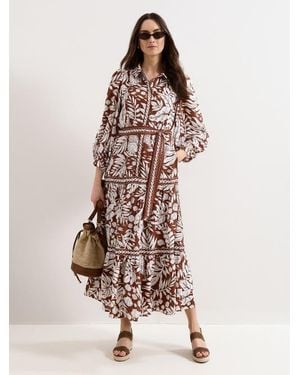 Phase Eight Floral Print Midi Shirt Dress - Natural