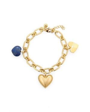 Madewell Engine Turned Lapis Heart Charm Bracelet - Metallic