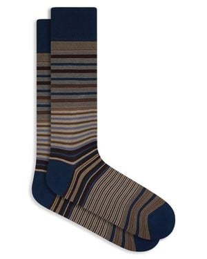 Bugatchi Stripe Cotton Blend Dress Socks - Black