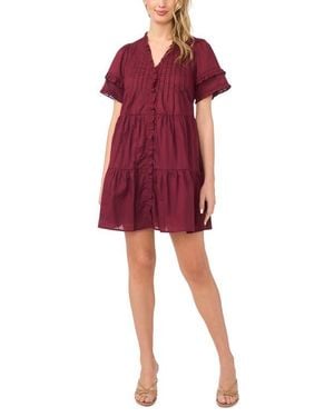 Cece Pintuck Tiered Cotton Dress