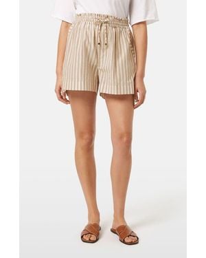 Scotch & Soda High Waist Stripe Cotton Blend Drawstring Shorts - Natural