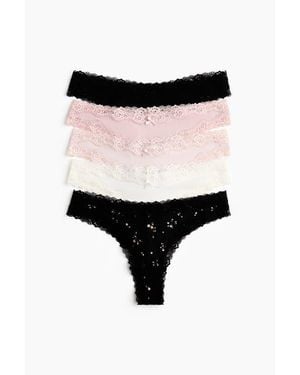H&M 5-Pack Microfibre And Lace Brazilian Briefs - Black
