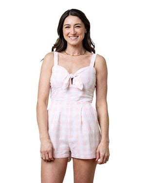 Hope & Henry Sleeveless Bow Front Romper - Purple