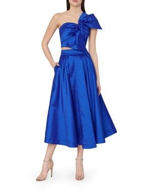 MILLY Juliet Taffeta Midi Skirt - Blue
