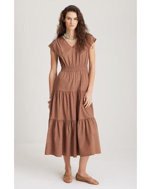 Nordstrom Tiered Poplin Maxi Dress - Brown