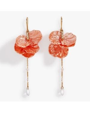 ALEX AND ANI New York Botanical Garden Peony Petal Statement Earrings - Red
