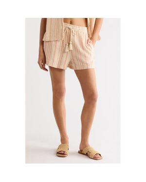 Elan Stripe Cotton Drawstring Shorts - Natural