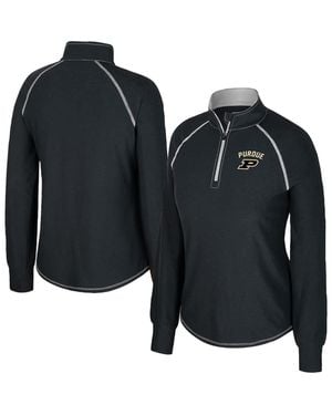 Colosseum Athletics Purdue Boilermakers Bikram Raglan Quarter-Zip Top - Black